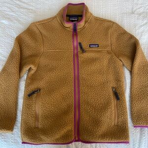 Patagonia Brown Fleece with Purple Trim woman’s size small